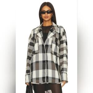 new Izzy Cargo Shirt in Black & Cream Free People XL Plaid overshirt printed top